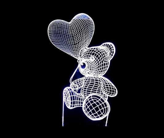 Teddy with Heart Balloon Hologram - Clé de Coeur