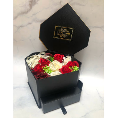 Rose Soap Flower Box with Drawer - Clé de Coeur