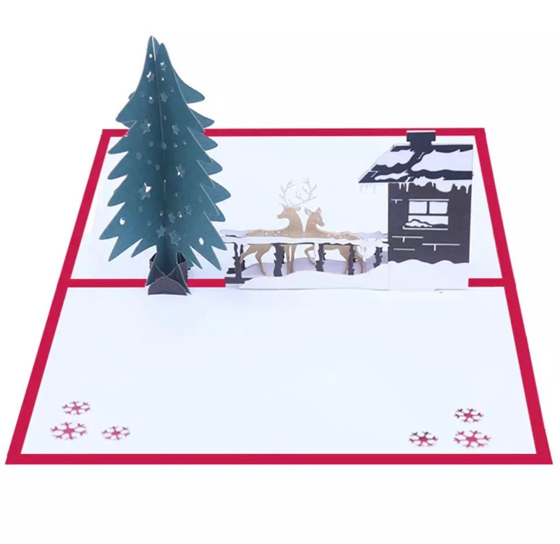 Reindeer Cabin Pop-Up Card - Clé de Coeur