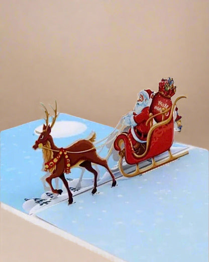 Santa & Sleigh Pop-Up Card - Clé de Coeur