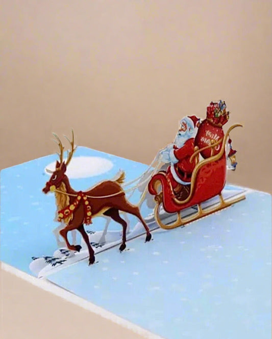 Santa & Sleigh Pop-Up Card - Clé de Coeur