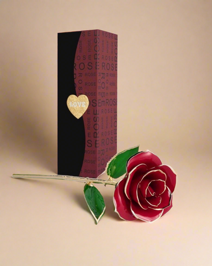 24k Gold Dipped Preserved Rose - Clé de Coeur
