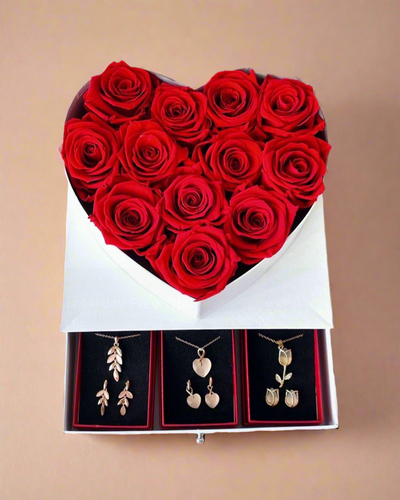 Heart Box Preserved Roses - Clé de Coeur