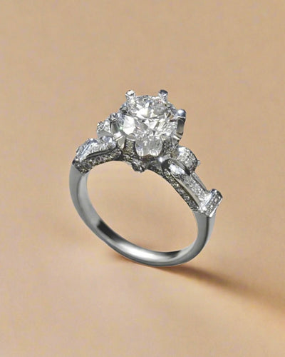 Raised Platinum Plated Ring - Clé de Coeur