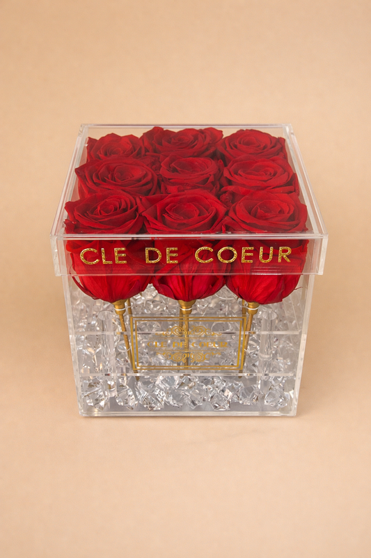 Clear Preserved Rose Box - Clé de Coeur