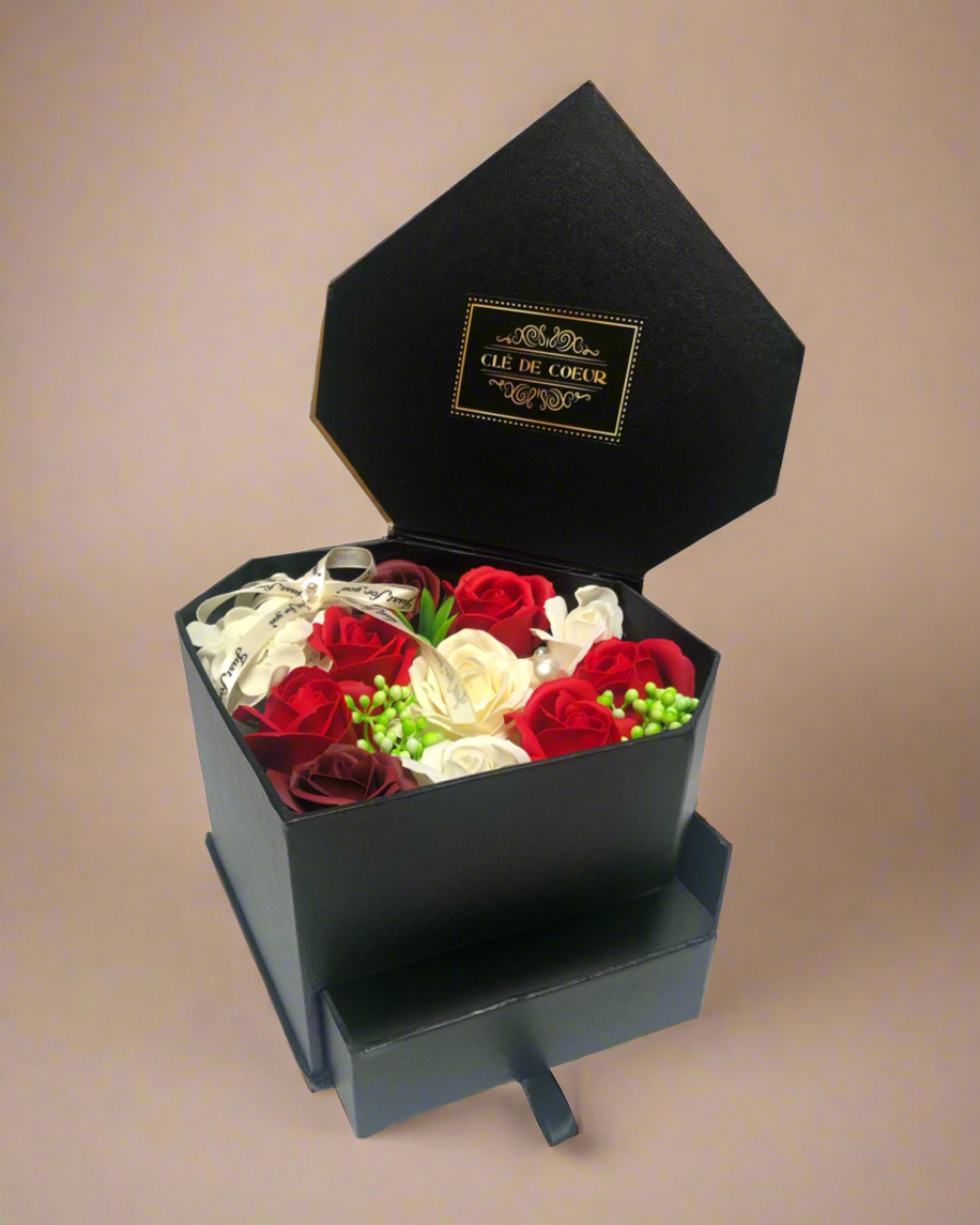 Rose Soap Flower Box with Drawer - Clé de Coeur