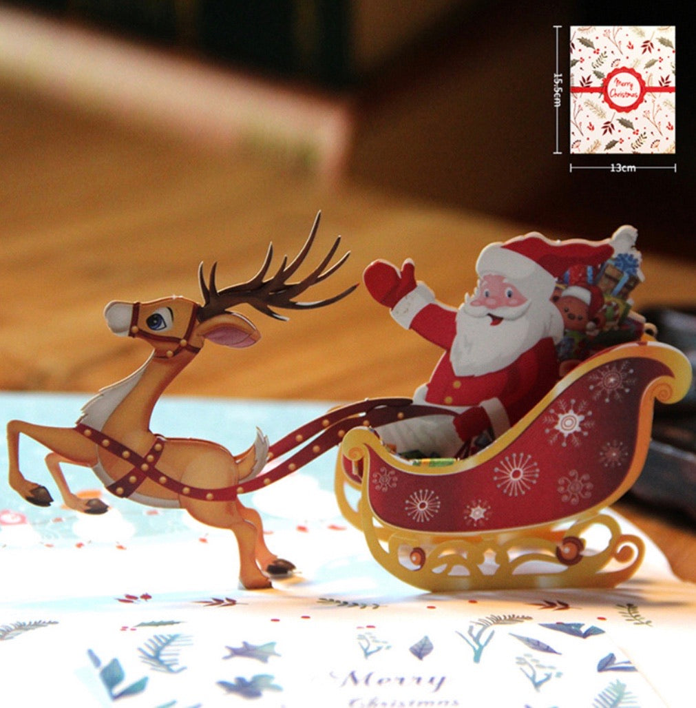 Sleighing Santa Pop-Up Card - Clé de Coeur