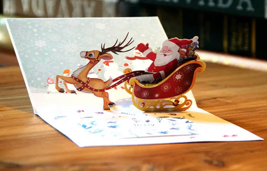 Sleighing Santa Pop-Up Card - Clé de Coeur