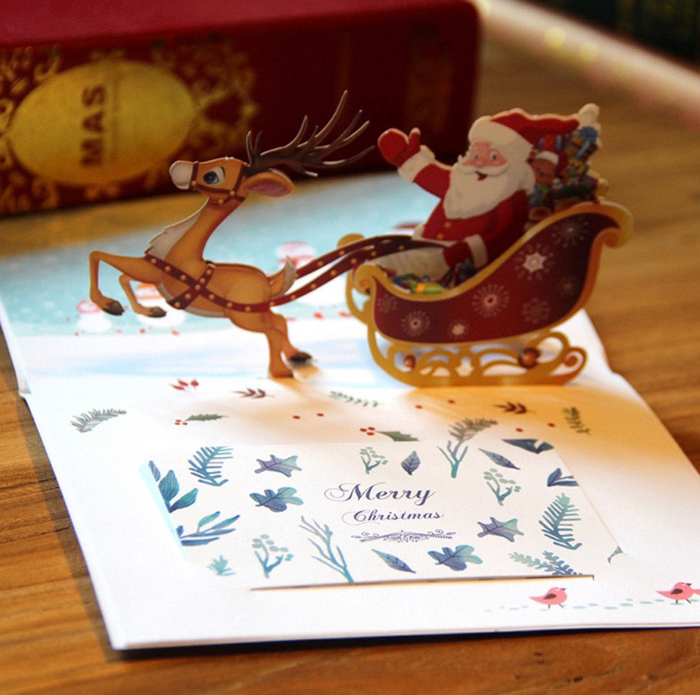 Sleighing Santa Pop-Up Card - Clé de Coeur