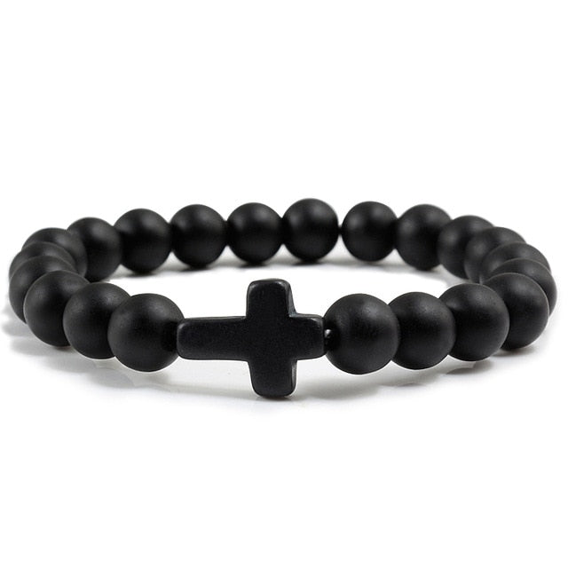 Stone Cross Bracelet - Clé de Coeur