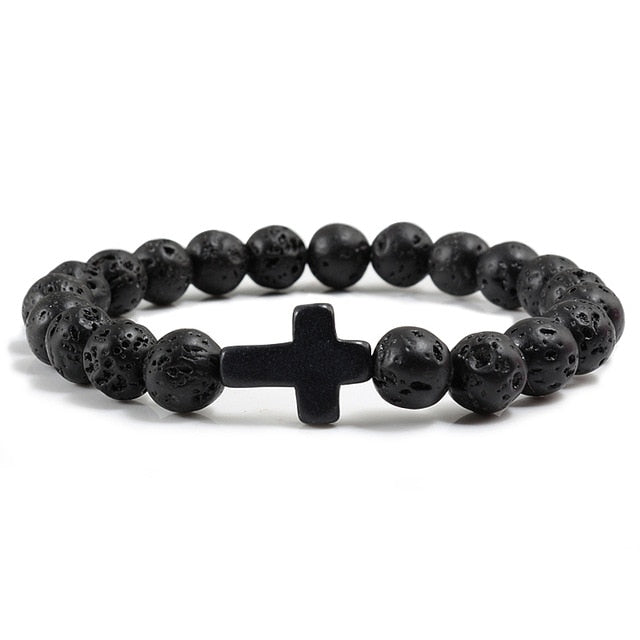 Stone Cross Bracelet - Clé de Coeur
