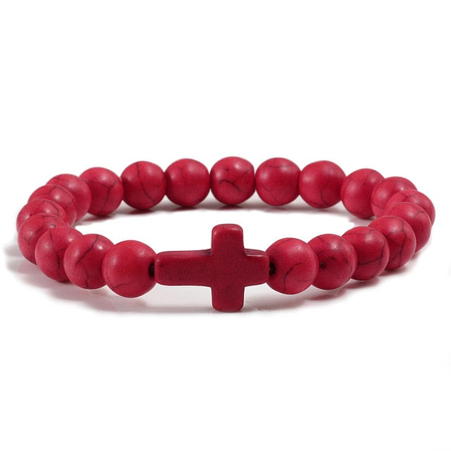 Stone Cross Bracelet - Clé de Coeur